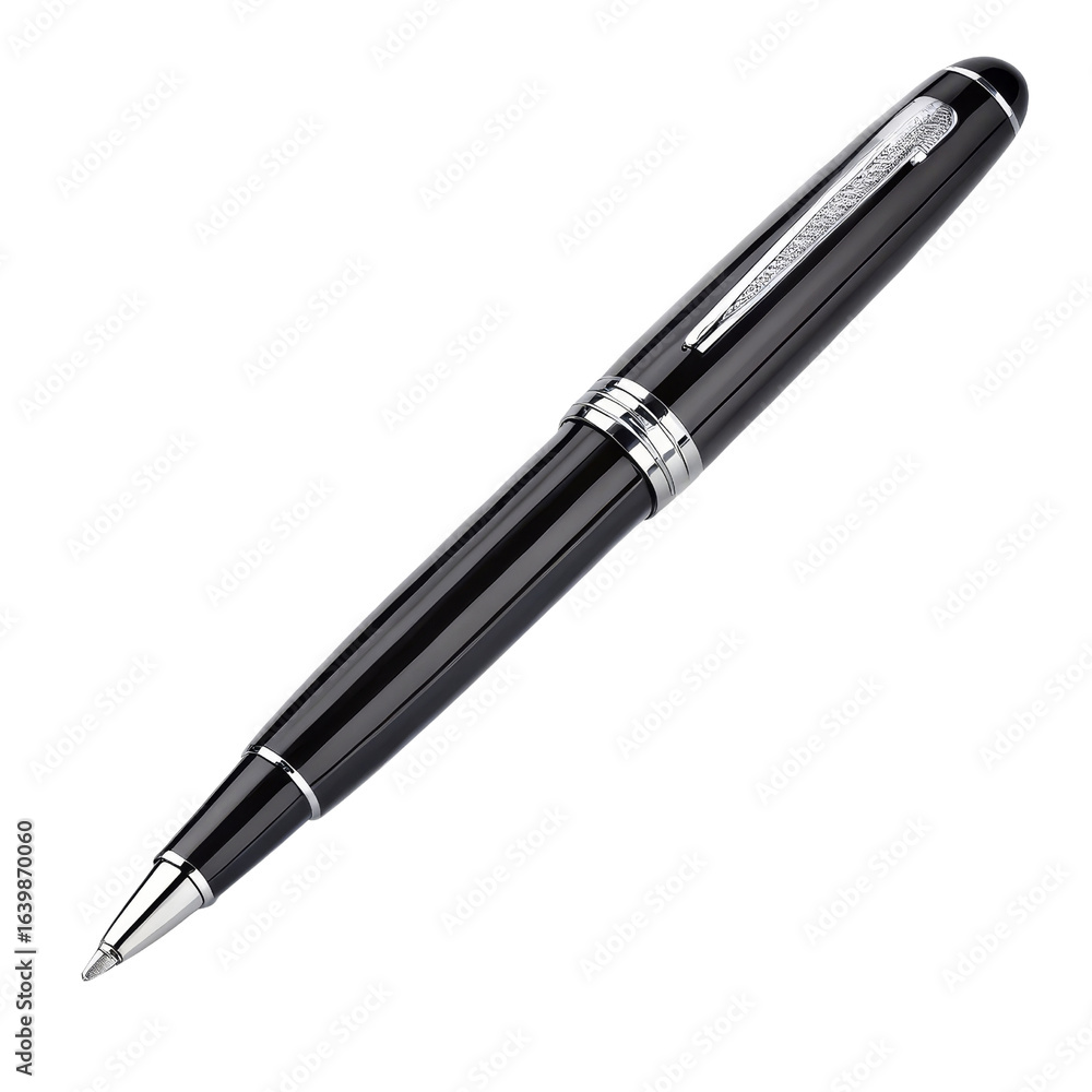Black Ballpoint Pen Isolated on Transparent Background, Writing Instrument, Office Supply, Pen, Stationery, Luxury Black Ballpoint Pen Isolated on Transparent Background, Writing Instrument, Office Supply, Pen, Stationery, Luxury