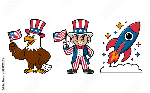 Patriotic Eagle Uncle Sam Rocket american flag