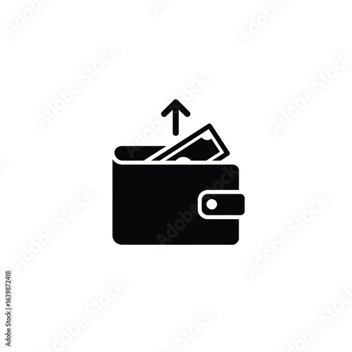 Wallet with money coming out icon representing income or withdrawal