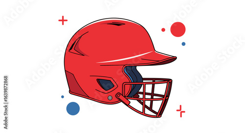 Protective red baseball batting helmet with face guard for player safety and athletic performance