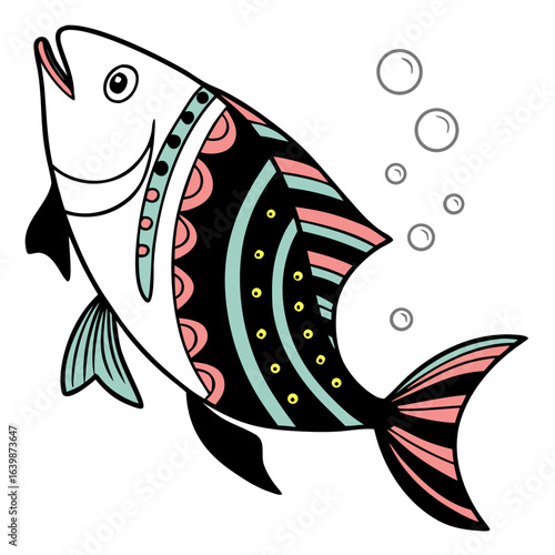 fish isolated on white background - Seafood vector illustrations - Fish or seafood flat icon for food apps and websites - fish decoration in watercolor texture