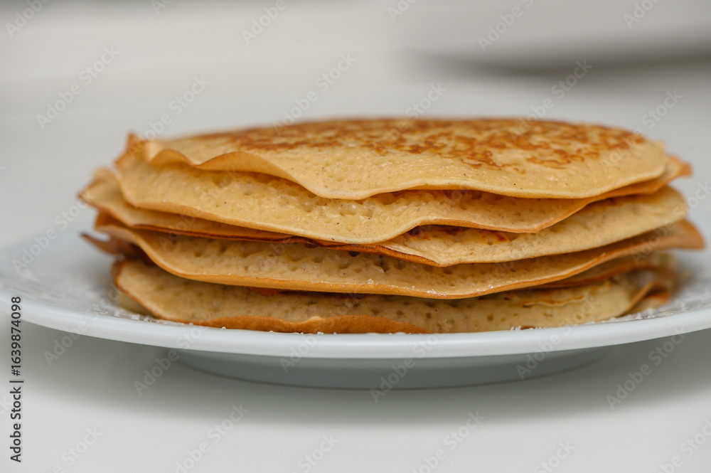 Appetizing Pancakes Served on Plate with Syrup Appetizing Pancakes Served on Plate with Syrup