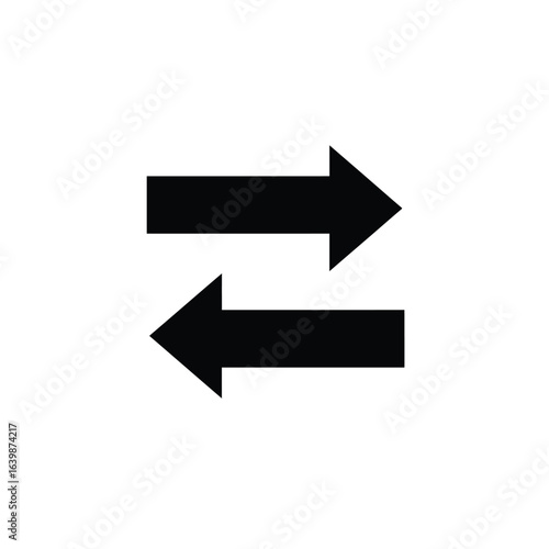 Black arrows pointing in opposite directions on a white background