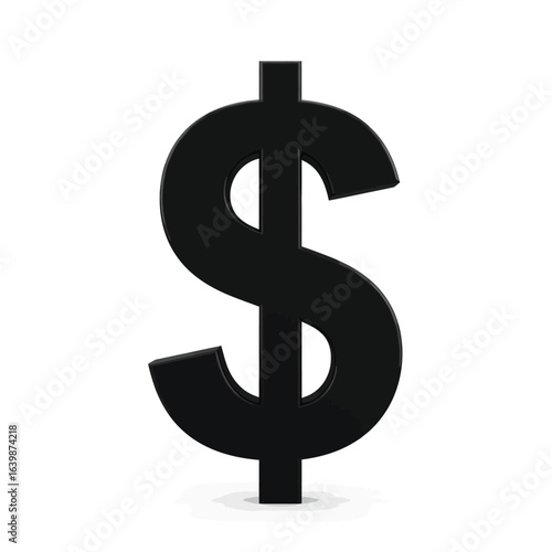 Bold black three dimensional dollar sign symbol on a white background