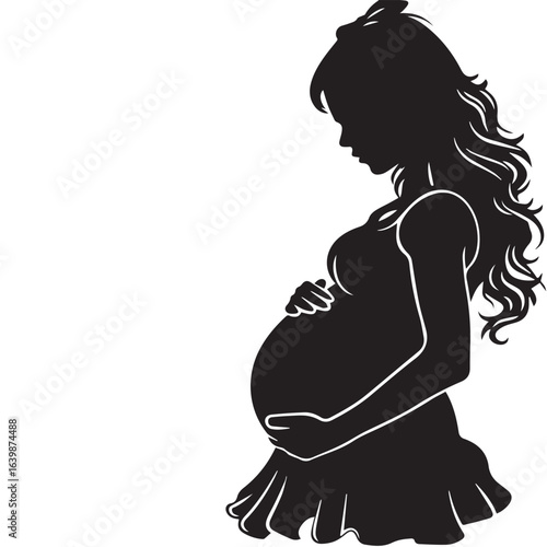Silhouette of a beautiful pregnant woman in profile illustration