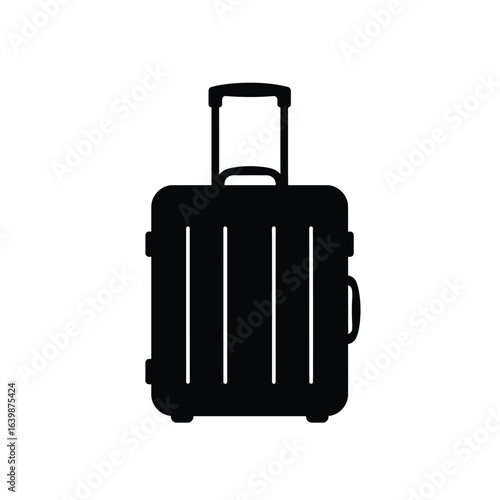 Black silhouette of a rolling suitcase with a telescopic handle