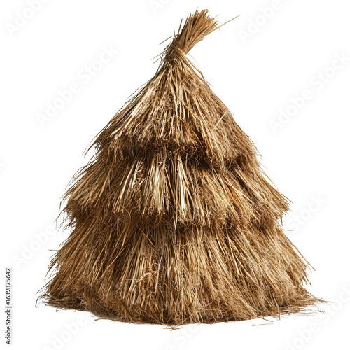 Hay Bale Christmas Tree Rustic Winter Decoration isolated on transparent background cutout
