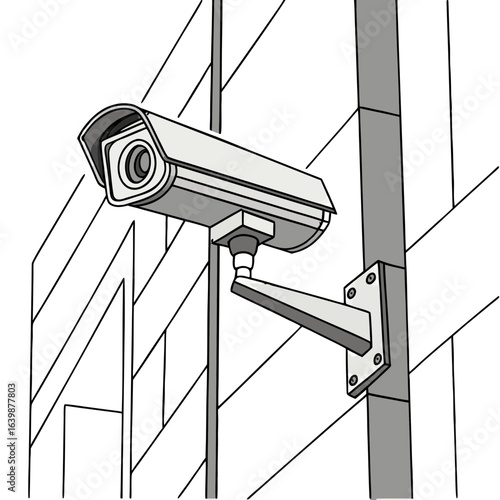Modern cctv security camera mounted on a pole for surveillance and monitoring purposes