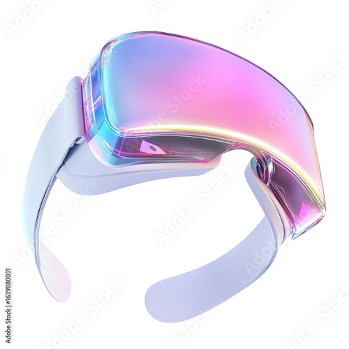 Futuristic VR Headset Iridescent Design Virtual Reality Glasses Technology Innovation isolated on transparent background cutout