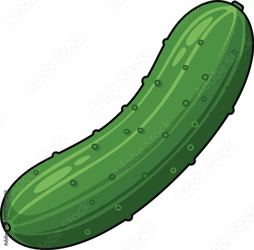 Fresh green cucumber illustration for healthy eating
