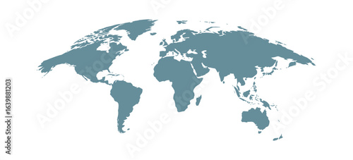Spherical curved gray world map vector