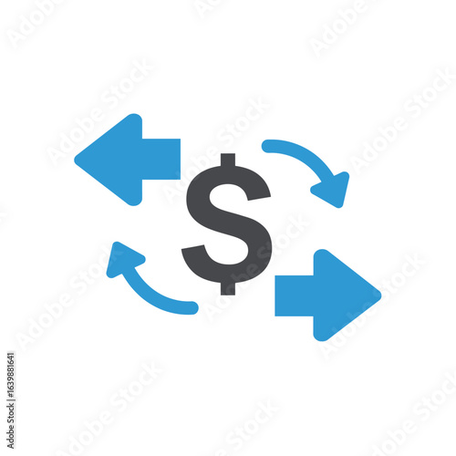 Dollar sign with circular arrows indicating exchange or transfer of money