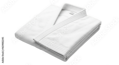 Folded white bathrobe spa hotel isolated on transparent background