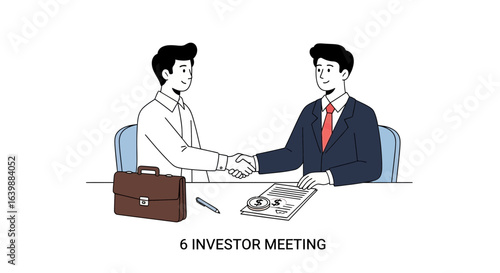 Businessmen Making Deal With Handshake At Investor Meeting Table