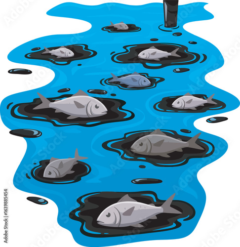 Oil spill contaminates water, harming fish population.