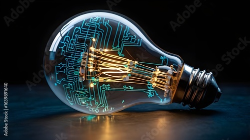 Wallpaper Mural Innovation and progress — light bulb glowing with futuristic digital circuits inside, symbolizing new ideas Torontodigital.ca