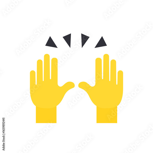 Raising Hands Two hands raised in the air, celebrating success or another joyous event emoji symbol sign icon vector illustration isolated flat hand celebration