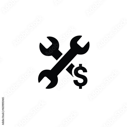 Wrench and dollar sign icon representing repair costs or financial services
