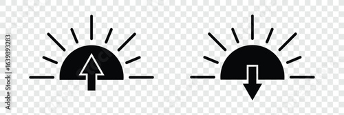 Sun and moon icon. Parts of the Day Morning, Afternoon, Noon, Evening ,Night Icons. Sunset and Night Icons, Simple glyph silhouette signs for web. sun, moon, sunset icon set. EPS 10. 