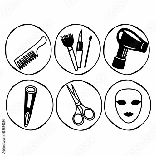 Collection of beauty and hair salon icons isolated on white background for design needs