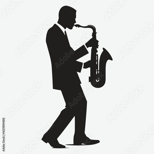 silhouette jazz musician movements vector illustration.