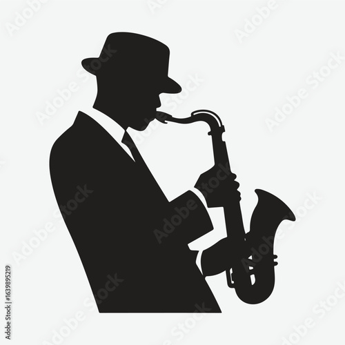 silhouette jazz musician movements vector illustration.