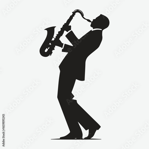 silhouette jazz musician movements vector illustration.