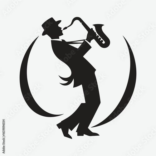 silhouette jazz musician movements vector illustration.