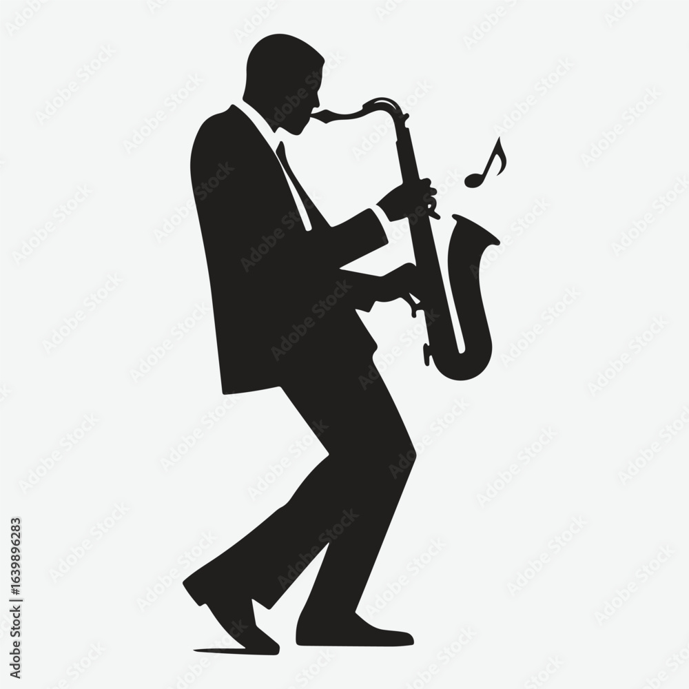 Naklejka premium silhouette jazz musician movements vector illustration.