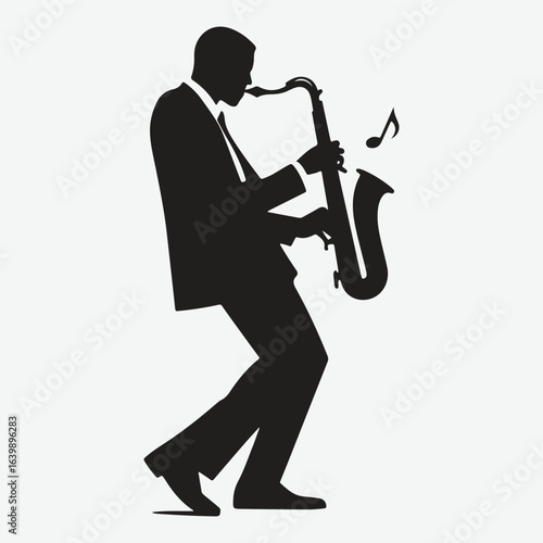 silhouette jazz musician movements vector illustration.