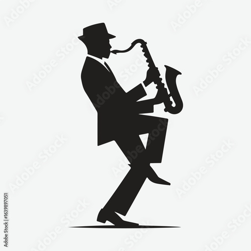 silhouette jazz musician movements vector illustration.