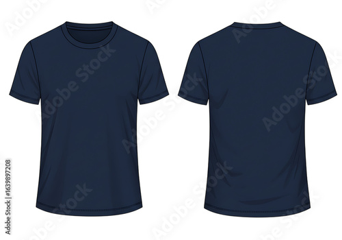 Navy blue polo shirt front and back views isolated on transparent background