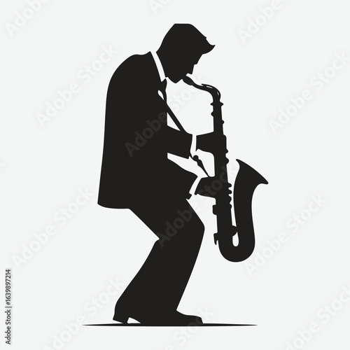 silhouette jazz musician movements vector illustration.