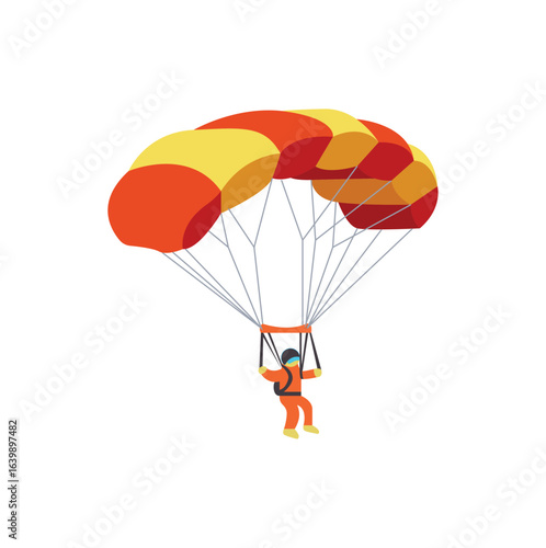 Parachute person sports ram-air skydiving emoji symbol sign icon vector illustration isolated flat
