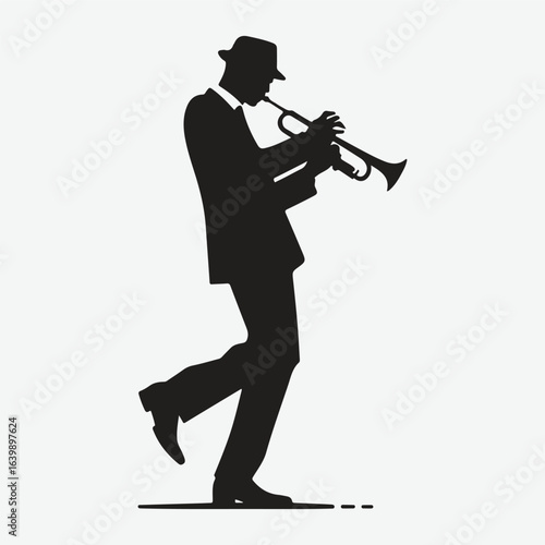 silhouette jazz musician movements vector illustration.