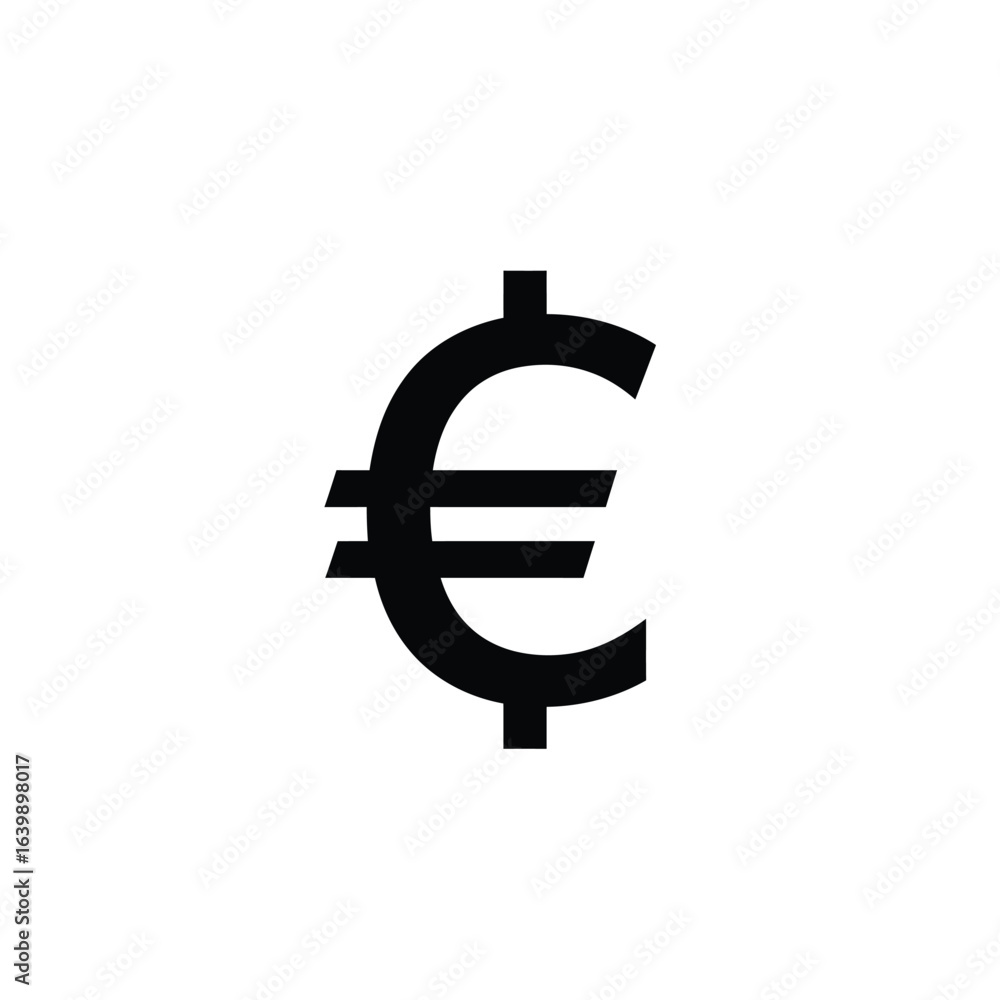 Fototapeta premium Black euro currency symbol on white background