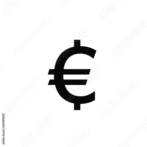 Black euro currency symbol on white background