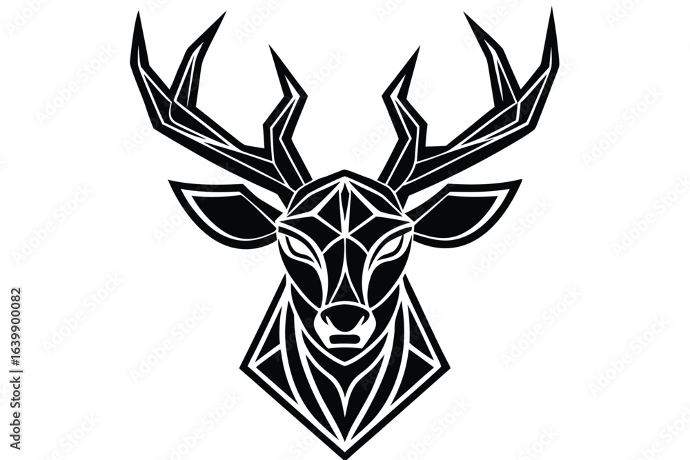 Geometric Deer Head Black Polygonal Design on White Background Geometric Deer Head Black Polygonal Design on White Background