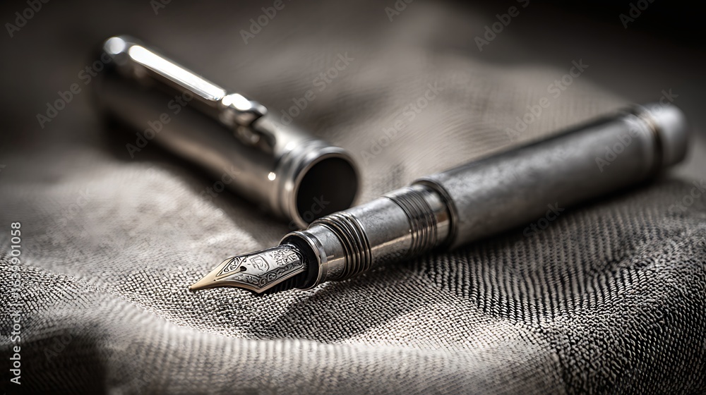Naklejka premium fountain pen on the old paper