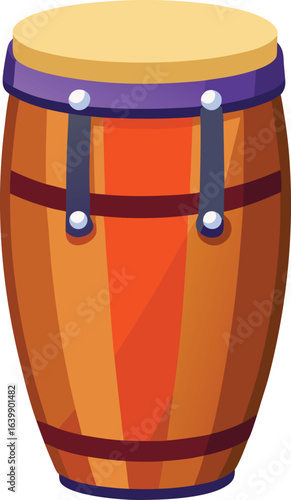 conga drum vector wooden body with leather head