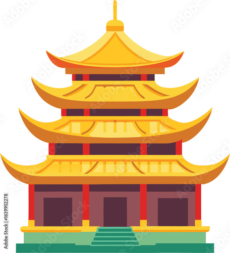 golden roof pagoda traditional Chinese architect