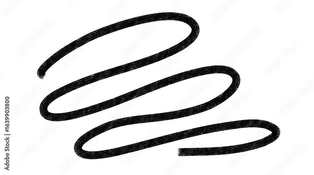 Naklejka premium Black hand-drawn wavy line scribble for underline, highlight, decorative element, abstract design, and graphic accents on transparent background