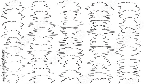50 sets of hand-drawn patterns to complete cloud, grass and water.vector images