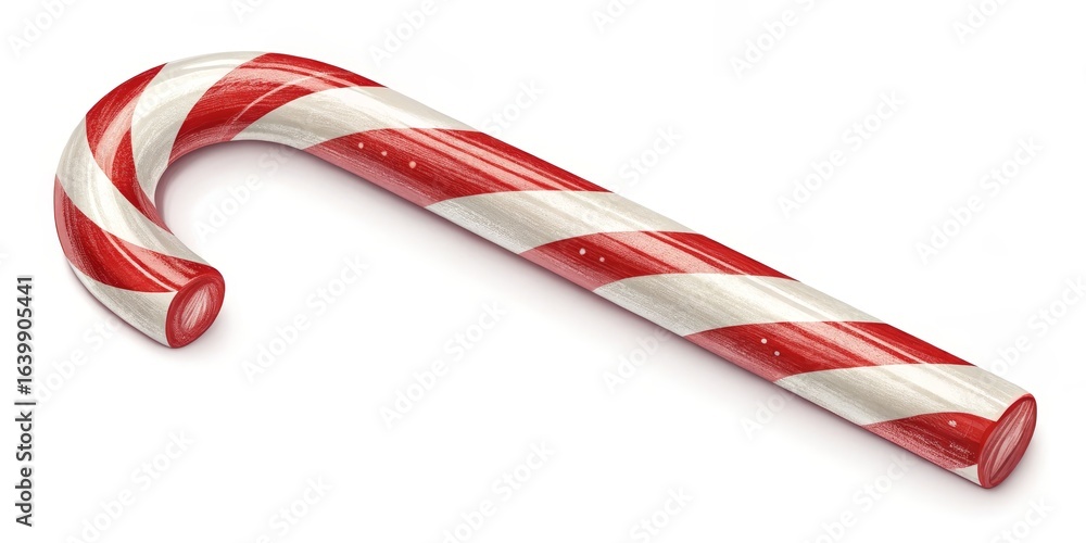 Obraz premium Festive Red and White Striped Candy Cane Isolated, Christmas, Holiday