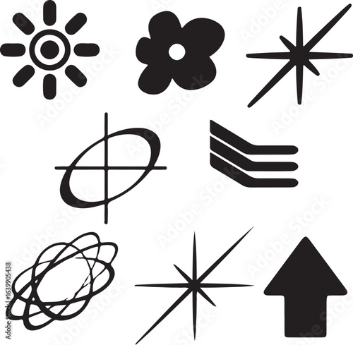 Icon Packs Y2K. Geometric Shapes EPS for Streetwear Graphic Design