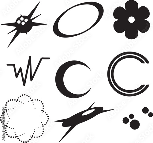 Icon Packs Y2K. Geometric Shapes EPS for Streetwear Graphic Design