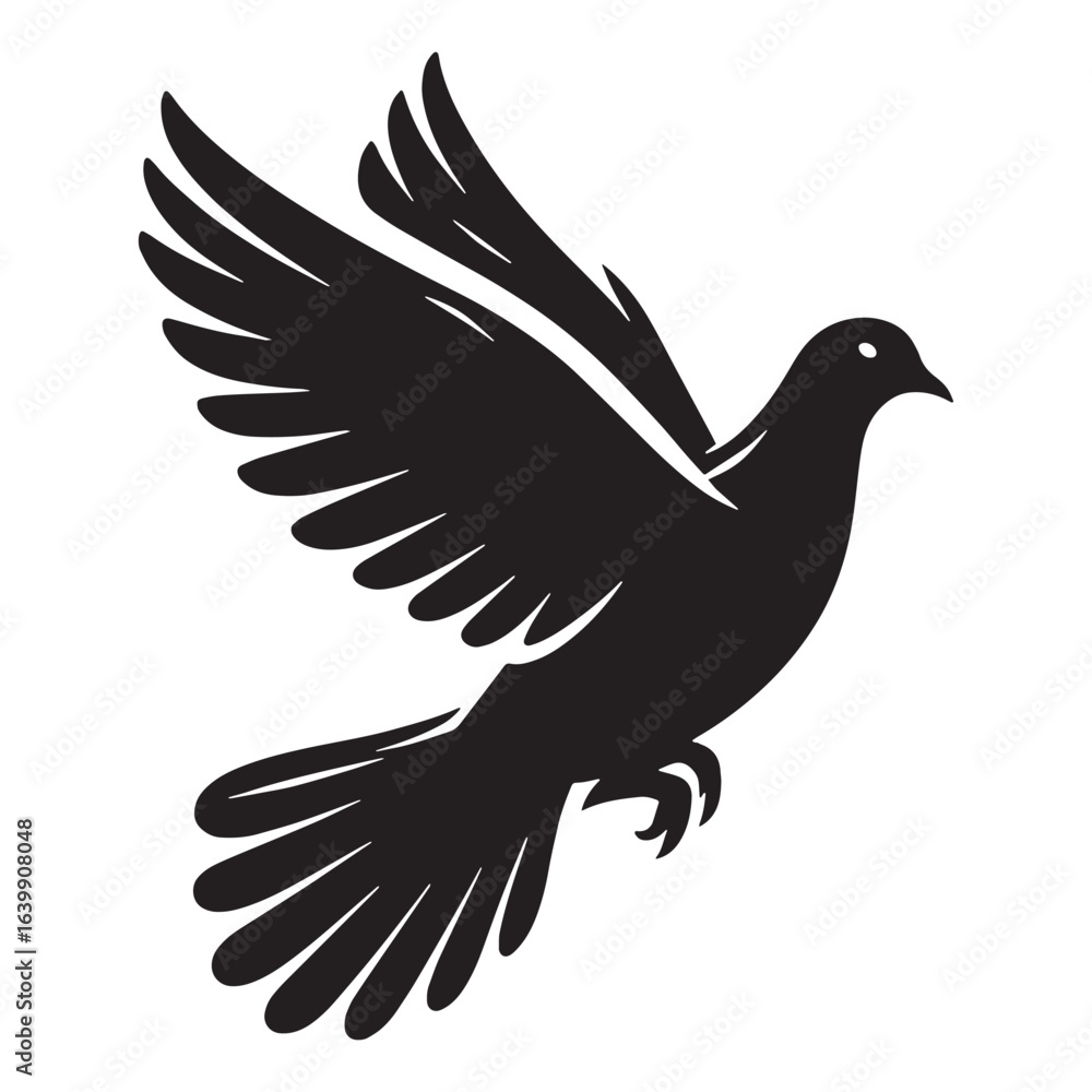 Fototapeta premium Stylized Dove Silhouette – Dove Vector Template with Smooth Flowing Form – Black Vector of Dove