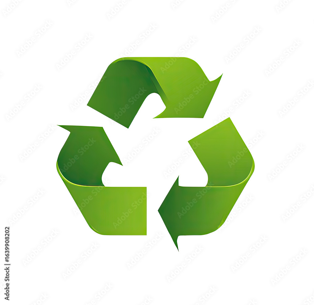 Obraz premium Green recycling symbol, three interconnected arrows