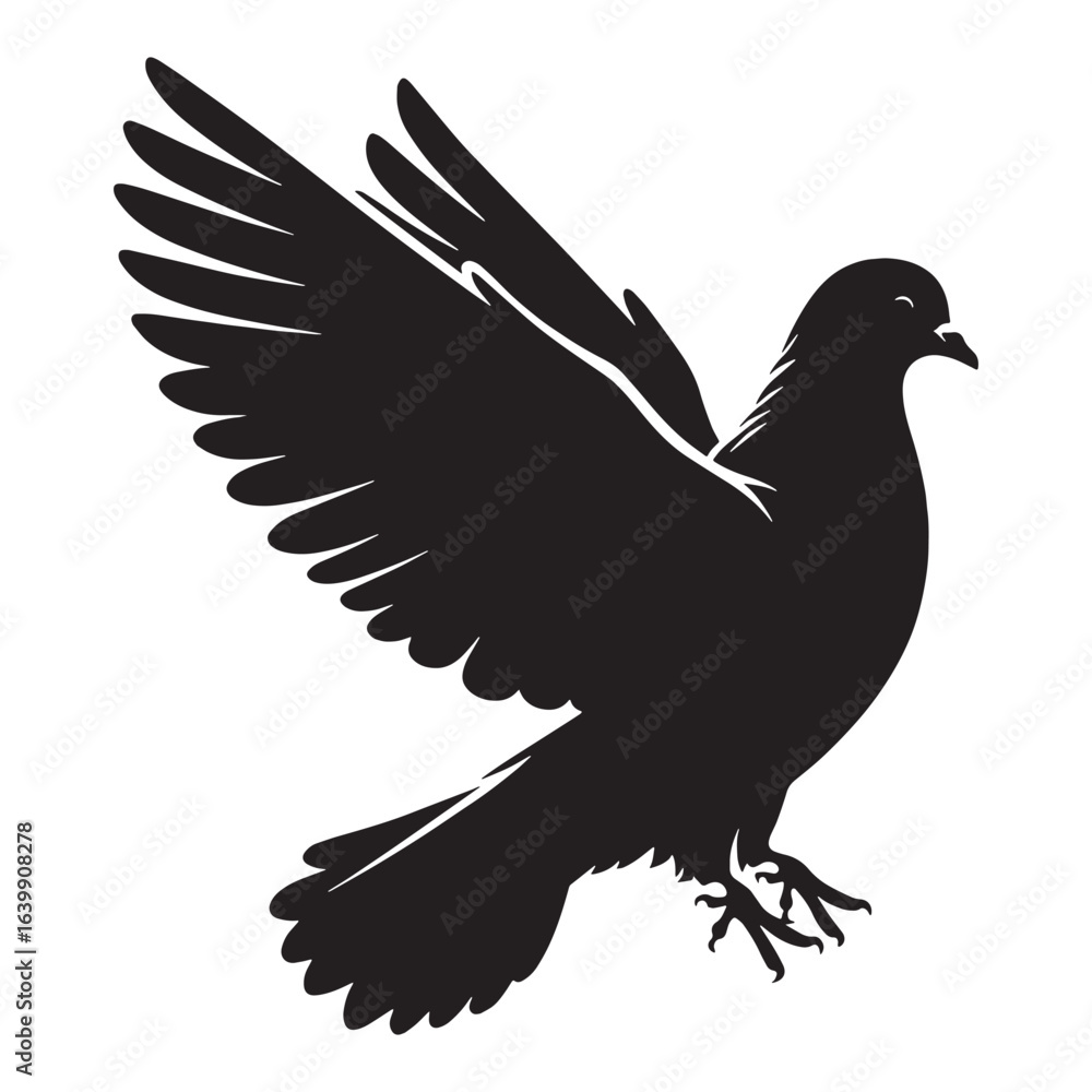 Fototapeta premium Distinctive Dove Silhouette – Dove Vector Template for Creative Branding – Dove Illustration – Bird Silhouette – Silhouette of Dove