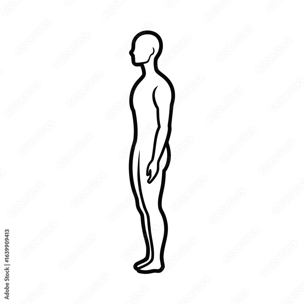 Fototapeta premium human body silhouette outline side view thin line minimalist body